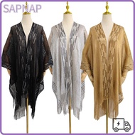 SAPNAP Women Tulle Shawl, V-Neck Cardigans Hollow Evening Prom Cape, Fashion Tassel Patchwork Mantil