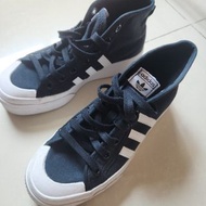 Adidas Platform Nizza厚底中高筒帆布女鞋