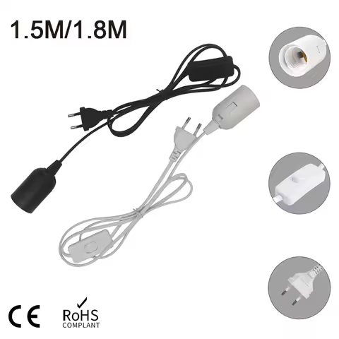 1.8m Power Cord Cables E26 E27 Lamp Base Holder With Switch Wire For Pendant Led Bulbs Fixture Hangl