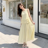 Elegant Sleeveless Yellow Dress