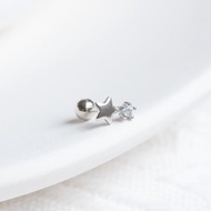 藍托帕石925純銀星星轉珠耳環