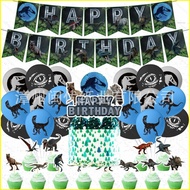 B4 Jurassic dinosaur theme kids birthday party decorations banner cake topper set supplies 4B