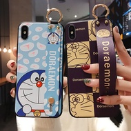 Cute Cartoon Doraemon Case Samsung S22 S21 Ultra S20FE S20 Ultra note 20 ultra Wristband Holder Back case