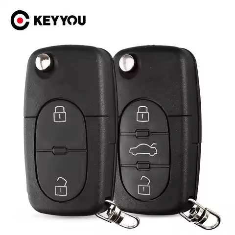KEYYOU For Audi TT A2 A3 A4 A6 A8 Flip Folding Remote Key Shell CR1616/CR2032 Battery Holder Car Key