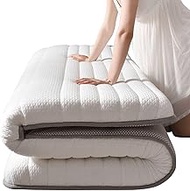 4 inch Japanese Padded Futon Mattress Foldable Floor Couch Tatami Mat, Roll Up Shikibuton, Floor Beds for Adults, Guest Sleeping Pad, and Camping Bed (Color : White, Size : Twin)