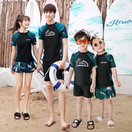 LdgCouple Parent-Child Swimsuit for a Family of Three Or Four Two-Piece Short Sleeve Sun Protection Boxing Skort Boys Gi