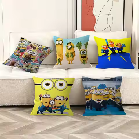 Cartoon Movie M-Minions Cushion Cover Polyester Sofa Cushions Decorative Throw Pillows Home Decorati