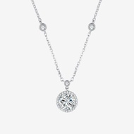 CTS สร้อยคอเงิน S925ด้วยหินขนมปังฝรั่งเศสตัดสีฟ้า CHOW TAI SENG โคลีน S1PC1275