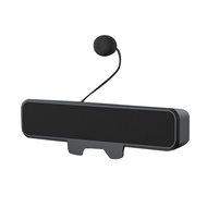 [ ]USB Speaker Bar Desktop Laptop Computer Speaker Featuring Removable Microphone Clamp Design Fits 