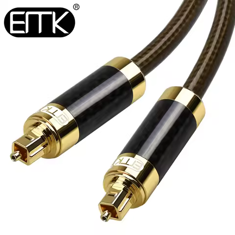 EMK Optical Cable Toslink Audio Cable SPDIF Fiber Cord 1m 3m 5m Carbon Fiber Shell for Spearker Soun