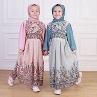 New Dungdungkids Gamis Anak Andini Ceruty Motif Rompi Bunga Etnik Free