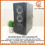 VG ATX A420 MESH CUSTOMIZE GAMING INTEL CORE I5-14400F 16GB RAM 1TB NVME SSD RTX4060TI USED DESKTOP 