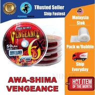AWA-SHIMA Vengeance 6x Fishing Line 10lb 15lb 20lb 25lb 30lb 40lb 50lb 60lb 80lb Braided Line Tali 6