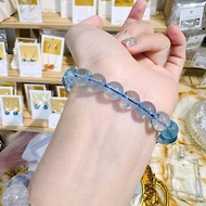 天然海藍藍托帕石水晶9.5mm手珠消除悲傷增加自信快樂吸引財富