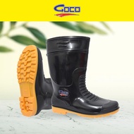 GOCO GC 968 Unisex Non-Safety Series High Cut Black PVC Rain Boots / Water Boots / But Getah