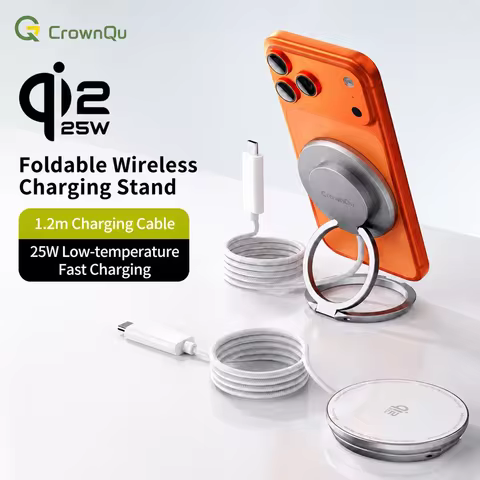 Qi2.2 25W Magnetic Wireless Charger with 47.2" Cable Fast Charging Foldable Stand For iPhone 17 16 1