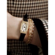 [Authentic Original Order Original Box Packaging] Agete Agete Retro Carved Square Belt Small Watch Q