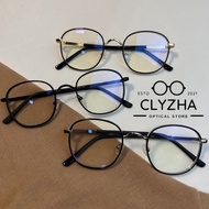 Kacamata Bulat Bahan Titanium Tangkai Karet Frame Wanita/Pria 2261K
