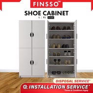 FINSSO : 4 door Multifunction Snow Series Shoe Rack / Almari Buku / Shoe Cabinet / Almari Kasut / Wardrobe