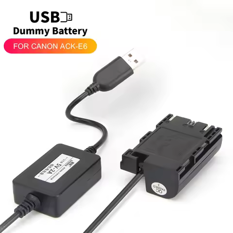5V USB LP-E6 Dummy Battery for Canon EOS R5 R6 5D2 5D3 5D4 6D 7D 60D 60D 70D 80D 90D 5DMark II III A