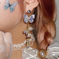 手作貓眼石蝴蝶鈴蘭花耳環