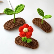Beautiful sprout hair clip, 5-petal flower made of handmade wool