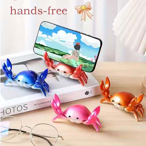 1 Large Crab-Shaped Phone Stand, Cute Cartoon Crab Pen Holder and Glasses Stand, Made of Plastic, Ca