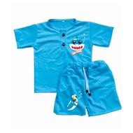 setelan anak baju kiano set motif babyshark laki laki perempuan usia1-5tahun