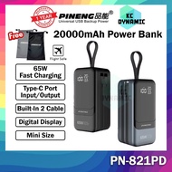 Pineng PN-821 20000mAh Powerbank Mini 65W Built-In Cable Power Bank Pineng PowerBank PN-821PD PN821