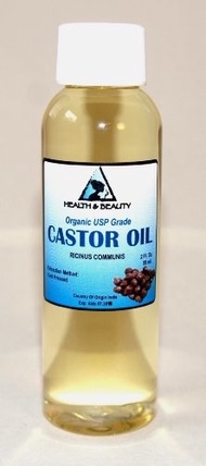 (HB Oils Center Co.) Castor Oil USP Grade Organic Cold Pressed Pure Hexane Free 2 oz