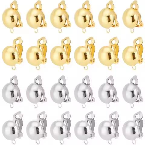 40 Pcs Brass Clip-on Earring Converter Component with Easy Open Loop 2 Colors for Non-Pierced Ears