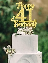 41 Birthday Cake Toppers-Gold Glitter, 41st Cake Topper for Men,41 Cake Topper For Women, 41st birth