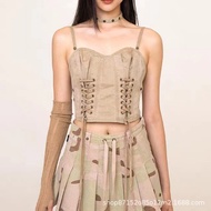 W4Q6 SMFK R Wild Camouflage Jellyfish Workwear Tube Top23Women's Summer Desert Wasteland Style Draws