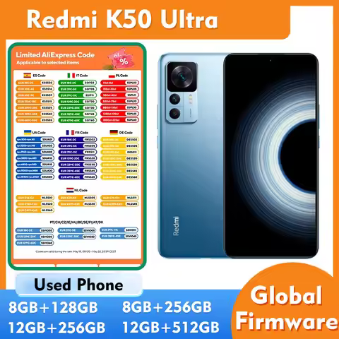 Redmi K50 Ultra 5G SmartPhone Android RAM 8GB 12GB ROM 128GB/256GB/512GB 6.67inch 2712x1220 Display 