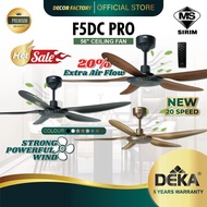 DEKA Fan DEKA F5DC PRO 56 Inch 5 Blades 20 Speed Forward + Reverse DC Motor With Remote Control Ceil