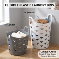Flexible Plastic Laundry Basket Bakul Baju Kotor Clothes Storage Bin Large Capacity 35L 70L Durable 