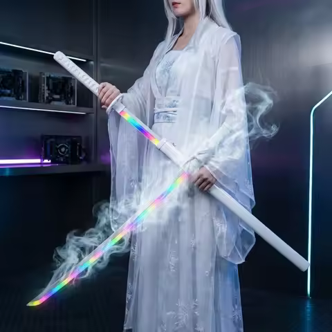 104cm Vapor Rukia Katana Sode no Shirayuki Sword Anime Bleach Cosplay Prop Samuri Led Lightsabre Rea