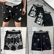 DSQ Men's Wind Shorts Black Printed with White Maple Leaf Pattern Dsquared2 Back Butt for Street Boy