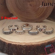 JUNEGOODS 7 Pcs/Set Toe Rings Opens Jewelry Waves Sun Star Bohemia