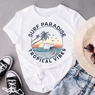 Clothing Women's Trendy Beach Holiday Cute Short sleeved Summer Top Basic Print Text T-shirt Top