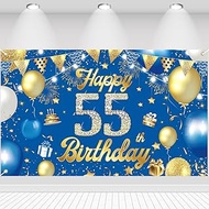 55th Birthday Decor Birthday Decoration Background Happy 55th Birthday Banner Flag Balloons Star Sig