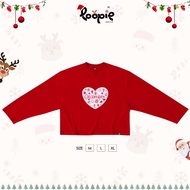 Pink Heart Pine Tree Long Sleeve Boxy T-shirt By Loopie Club BST260 Autumn Winter 4-Way Stretch Cott
