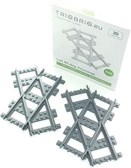 Trixbrix Left 45 deg. Crossings - 2pcs Compatible with Lego City Train Sets 60197 60198 10277 60205 