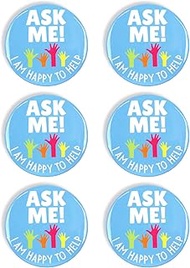 Bulk Ask Me Anything Buttons, Volunteer Badge, Teacher, and Customer Service Employee Pins, 2.25 Inc