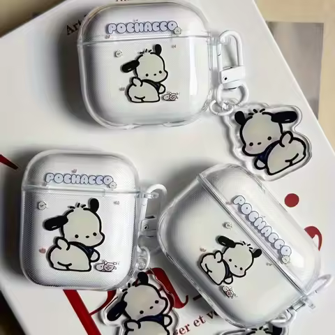 Sanrio Pochacco Transparent Earphone Case For Airpods 1 2 3 4 Pro 2 Wireless Bluetooth Headset Prote