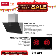 Teka Teka 90cm Inclined Cooker Hood DVV 90 (Ventilation) + Teka 73cm Built in Ceramic Hob VTCM 700.3 [COMBO SET]