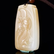 天然新疆和田玉且末糖關公吊墜紅糖白肉玉質細膩溫潤色澤柔和