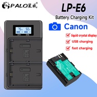 Palo Camera Battery LP-E6N LP E6 with LCD Charger for Canon EOS R5 R6 R7 5DS R Ra 5D Mark II 5D Mark IV 6D 7D 60D 70D 80D 90D WFT-E5C