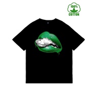 Green Black Cotton T-Shirt Mens H4JQ