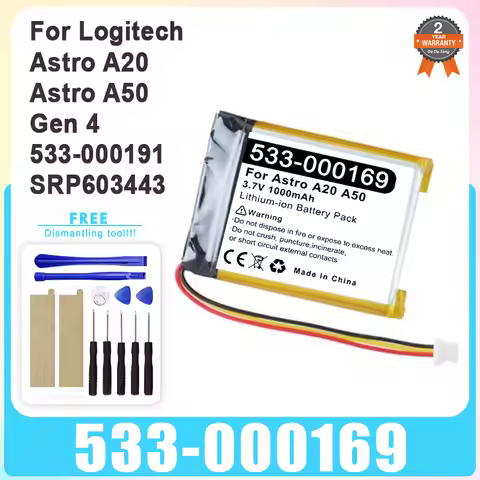 New Replacement Battery For Logitech Astro A20 A50 Gen 4 2016 Gen4 2019 533-000169 533-000191 SRP603
